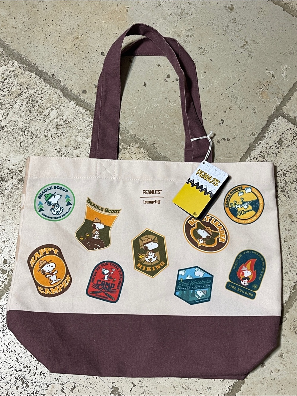 Loungefly Peanuts Snoopy Beagle Scouts 50th Anniversary Canvas Tote Bag NWTs